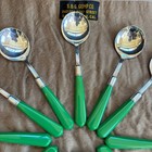 Vtg 12 Lot Sterling Silver Dessert Spoons Gumps Of San Francisco Green Handle