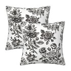 Black Floral Throw Pillow 18  X 18   pack Of 2  Vintage Flower Black White