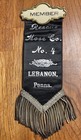 1893 Lebanon  Pa Hose Co  4 Member  2 Sided Ribbon With Badges