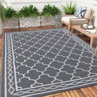     8x10ft Outdoor Rug Patio Waterproof Foldable Plastic Straw Rug Trellis Carpet