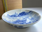 Japanese Edo Nabeshima Sometsuke Blue And White Landscape Plate 11 5cm Wood Box