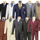 Vinci Men s Regular Fit 3-piece Solid Color Suit Olive