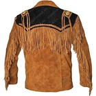 Vintage Suede Leather Western Jacket Native American Fringe Cowboy Jacket