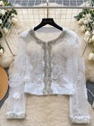 Top Women s Fashion Embroidered Beaded Sequined Flower Jacket Shirt Short Coats