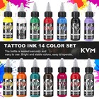 Kvm 14 Color Tattoo Ink Set 1oz 30ml Smooth Flow Studio Supply Kit
