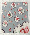 1930-1940s Feedsack Fabric Piece 9x11  Light Gray  Eggplant  Pink   Red
