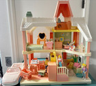 Playskool Pink Victorian Dollhouse With Loving Family accessories Car Vtg 1991