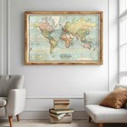 World Map Vintage Atlas 1914 Mercator Projection   Vintage World Map Framed