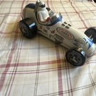 Ezra Brooks Racing Car Advertising Figurine Distillery Theme White Blue Black