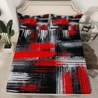Red Black And Grey Bedding Set Geometric Artistic Smear Fitted Full Multi 15