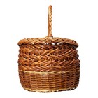 Vintage English Rattan Wicker Handwoven Large Market Basket 4 Weave Patterns 