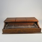 Antique Edwardian Glass Pen Rest   Wooden Office Desk 3 Well Inkwell Stand