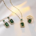 Elegant 4pcs Rhinestone Jewelry Set     Necklace  Earrings  Ring  Bridal Gift