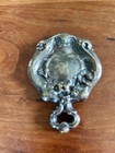 Antique Art Nouveau Silverplated Pocket Hand Mirror Monogram B Floral Pat 1905
