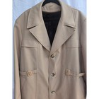 Vintage John Blair Mens Tan Beige Faux Fur Lined Car Coat Overcoat 48r