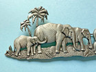 Vintage J j  Jonette Jewelry Pewter Elephant Family Mama Babies Large Brooch Pin