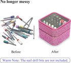 Nail Drill Bits Holder Rhinestone Case Box- 30 Holes Dustproof 30 Holes  Pink 