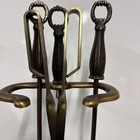 Brass  Iron Fireplace Tool Set With Stand Poker Shovel Broom Tongs Vintage