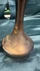 Matched Pair Antique Japanese Bronze Vases Etched Pagoda Scenic Maker Marked 