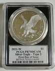 2021-w Silver Eagle Type 2 Pcgs Pr70 Dcam Fdoi Emily Damstra Signed