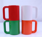 Vtg Ingrid Mcm Stackable Plastic Square Plates Cups White Red Green Orange Set
