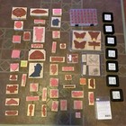 Wood Mounted Rubber Stamps Different Mixed Themes And Sizes Lot Bundle W ink