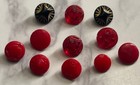 Antique 11 Red  Diminutive Dimi Tiny Glass Buttons Lot 125-34