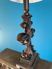 Lamp Light Fleur De Lis 24  Table Brown Bronze Pleated Shade Finial