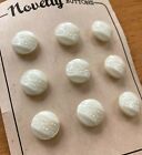 Vintage Glass Buttons -  9 White Carved Glass Shank 1 2  Buttons - Made In Czech
