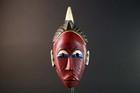 African Guro Mask Handcarved Wood Tribal Sculpture Red Blue Home D  cor-g5749