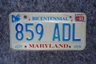 1976 - 1980 Maryland Bicentennial License Plate