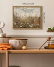 Vintage Landscape Framed Wall Art Meadow With Flowers Farmhouse Decor Retro W   