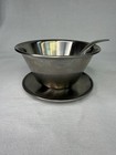 Vintage Mcm Leonard Stainless Steel Gravy Boat Sauce Bowl With Ladle Japan
