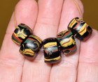 Antique Venetian Lampwork Semi Feathered Italian Stripe Eye Beads  African Trade