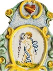 Vintage Italian Pottery Holy Water Font With Angel