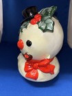 Vtg Rare Wind Up Music Box Snowman Hard Plastic Christmas Decor 60 s Orig Box 
