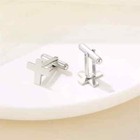 925 Silver Cross Shirt Cufflinks Gift For Father s Day 14k White Gold Plated
