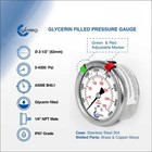 2 5  Liquid Filled Pressure Gauge 0 - 4000 Psi  Stainless Steel Case Back  Mount
