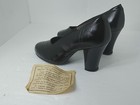 Antique 1920s Deadstock Women s Sundial Black Leather Heels  Size 4 Made In Usa