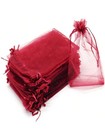 50 100pcs Wine Red Organza Gift Bags Candy Jewelry Party Favor Pouches