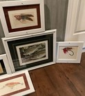 Fishing Large Mouth Trout And Bait Prints Drawings Framed In Perfect Condition 