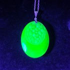 Vintage Uranium Glass Necklace Pendant Green 1930s Pressed Glass 925 Silver
