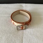 Vintage Style Silver Orange And White Cow Print Belt