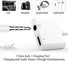 2in1 Dual Adapter 3 5mm Headphone   Charger For Iphone 14 13 12 11 Xr 8 Plus Lot