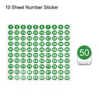 Number Sticker 1-100 Label Number Self Adhesive Green White  Pack Of 10