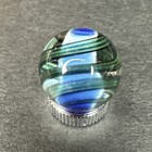 Contemporary Handmade Art Glass Marble  74  Blue Core Swirl W  Shocking Uv Glow 