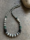 Sterling Silver Black Onyx Malachite Kokopelli Pearls Bead Necklace  18 Inch