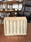 Vintage Metal Poker Chip Holder Rack W  Lid Corrugated Casino Storage Tray