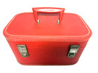 Vintage Red - Orange Cosmetic Travel Train Case Carry Luggage Makeup Suitcase