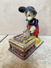 Vintage 1950s Linemar Disney Mickey Mouse Plays Xylophone Tin Metal Wind Up Toy